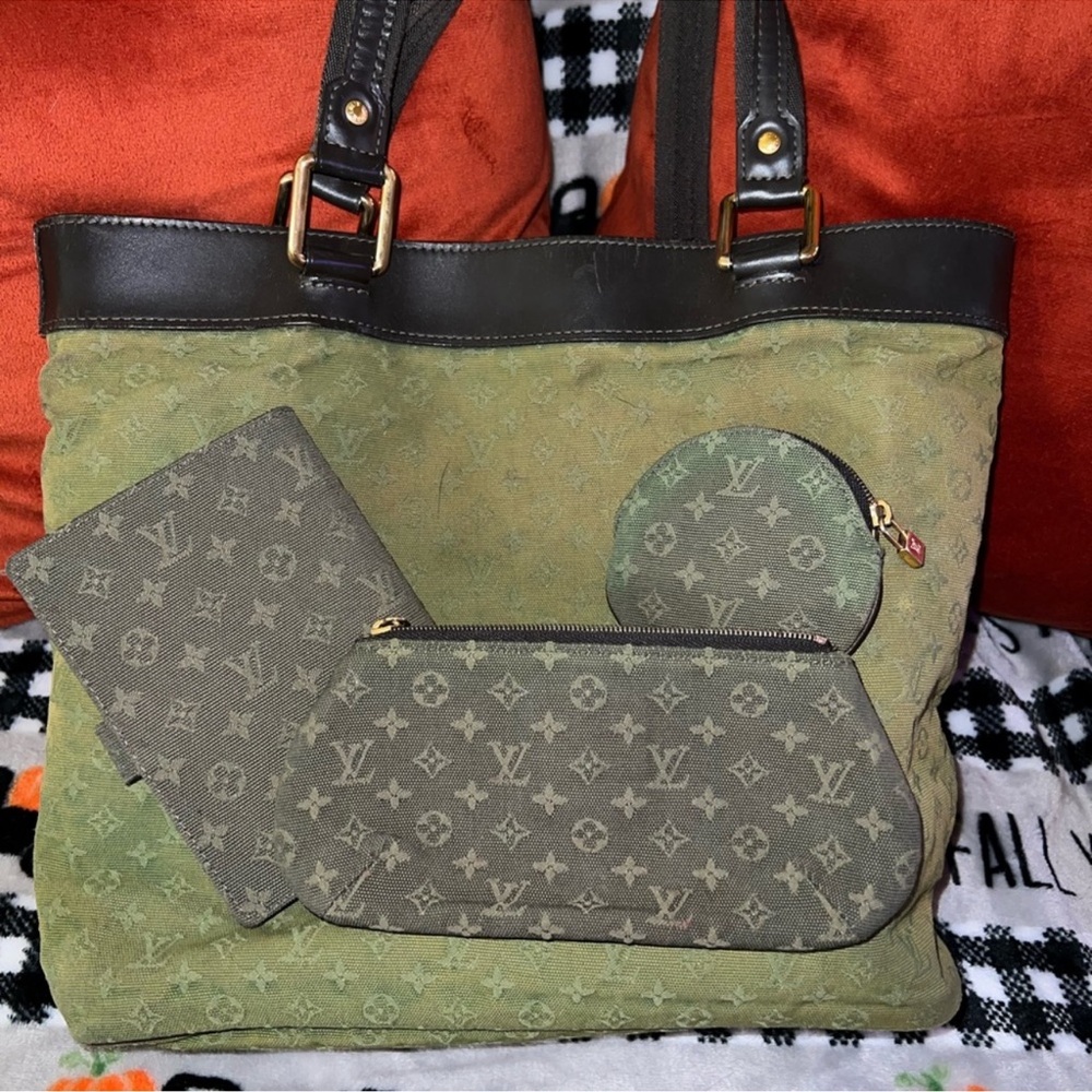 Louis Vuitton Ann Sophie Monogram Mini Lin Pouch Khaki Green - Picture 4 of 4